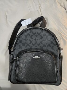 NWT Coach Black Signature Canvas & Leather Backpack